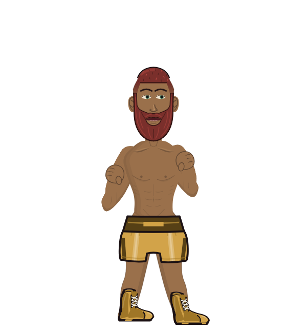 BoxingGox, red corner portrait. Landed 64 of 113 punches.