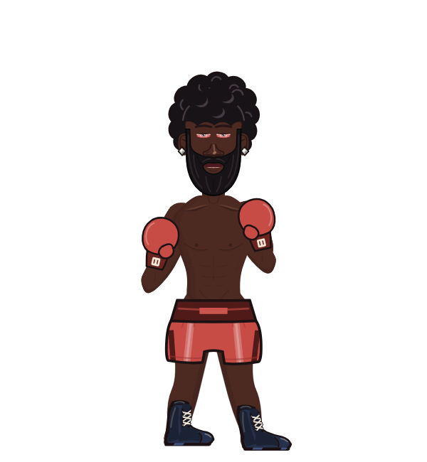 Charles Manyuchi, red corner portrait. Landed 44 of 59 punches. Hands: Classic.