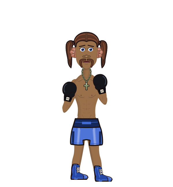Guest Boxer, red corner portrait. Landed 30 of 63 punches. Hands: Classic.