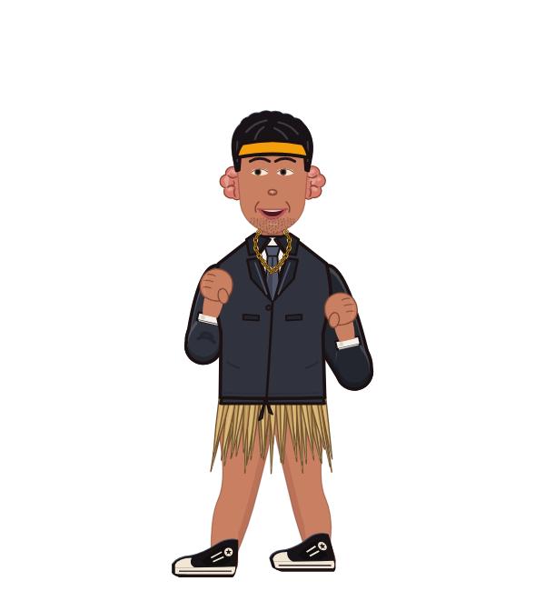 moobie thedestroyer, blue corner portrait. Landed 49 of 97 punches. Hat: Headband; Shirt: Suit jacket.