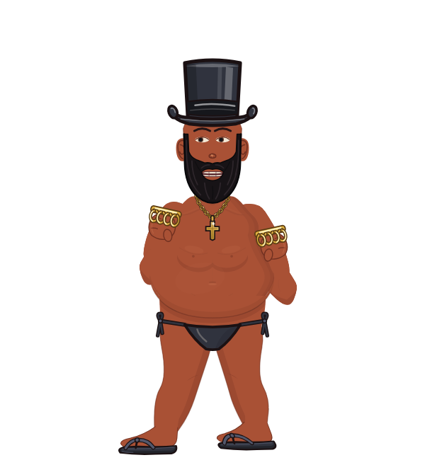 Milkman, blue corner portrait. Landed 52 of 94 punches. Hat: Top hat; Hands: Brass.