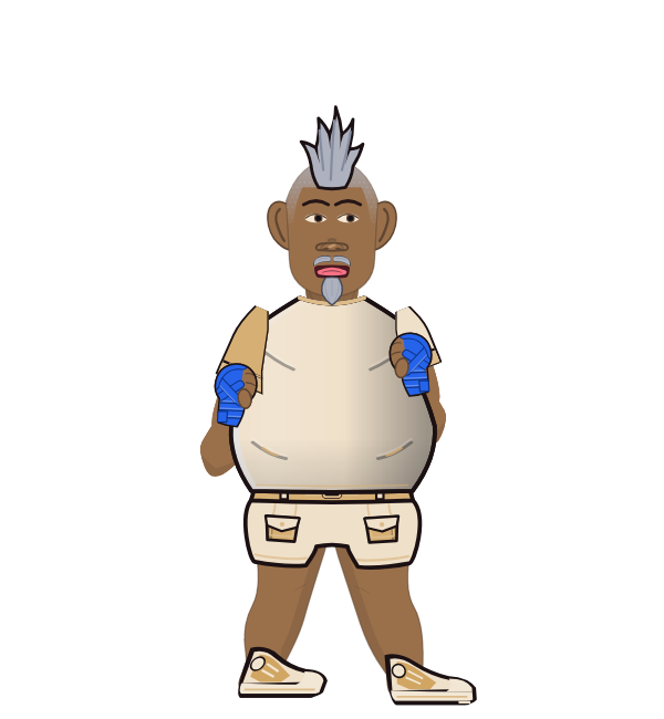 BumblingRanger, red corner portrait. Landed 26 of 54 punches. Shirt: T-shirt; Hands: Wrapped.