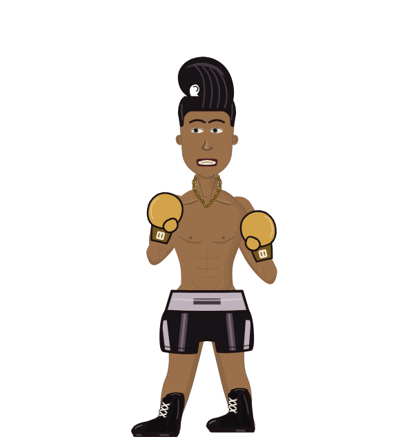 Trey, blue corner portrait. Landed 71 of 113 punches. Hands: Classic.