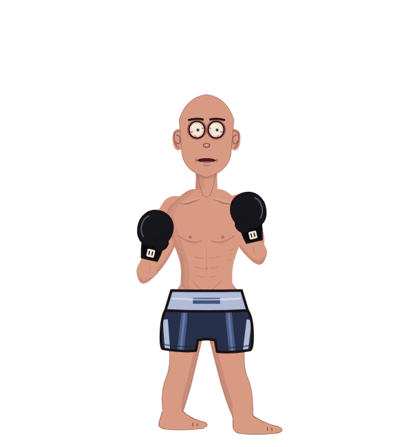 Callme crazy, red corner portrait. Landed 45 of 73 punches. Hands: Classic.