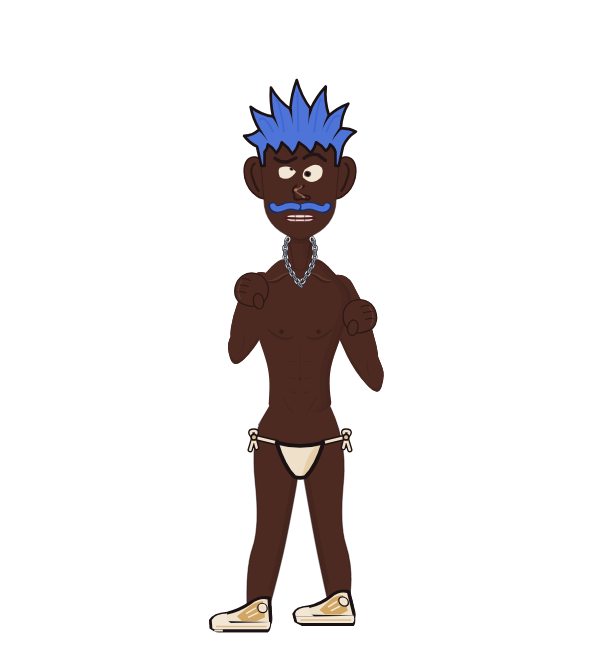 Fart Man, blue corner portrait. Landed 35 of 70 punches.