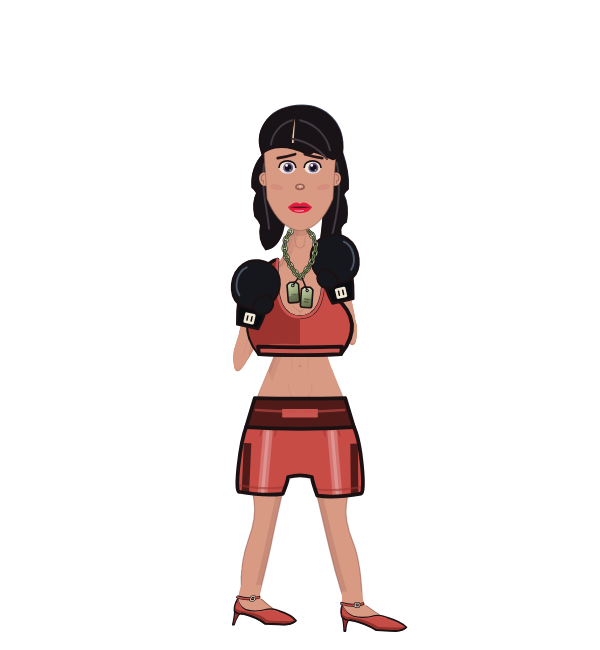 Yasuaki, red corner portrait. Landed 2 of 2 punches. Shirt: Sports bra; Hands: Classic.