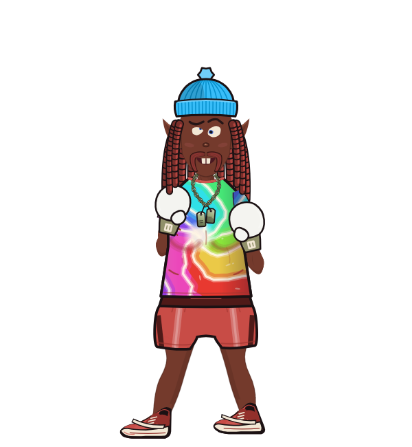 pakimonloca, blue corner portrait. Landed 41 of 95 punches. Hat: Beanie; Shirt: Tie-dye T-shirt; Hands: Classic.