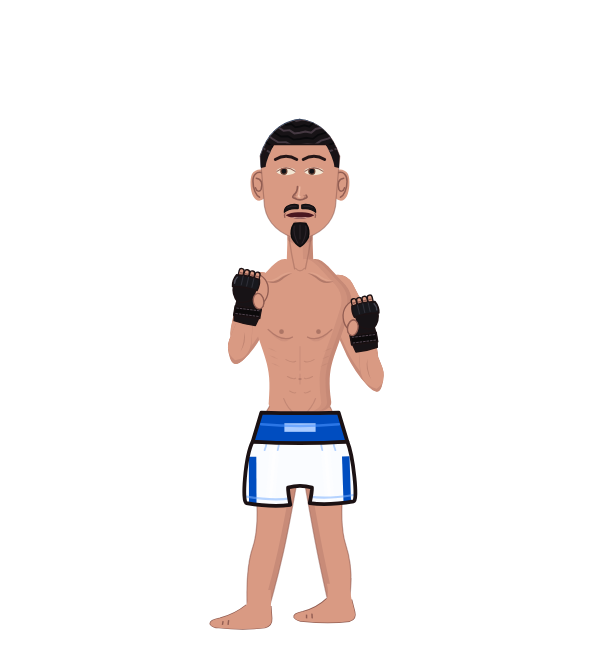 Max Holloway, blue corner portrait. Landed 26 of 47 punches. Hands: MMA gloves.