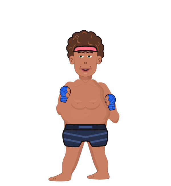 GnaKnockUOutBad, blue corner portrait. Landed 8 of 12 punches. Hat: Headband; Hands: Wrapped.