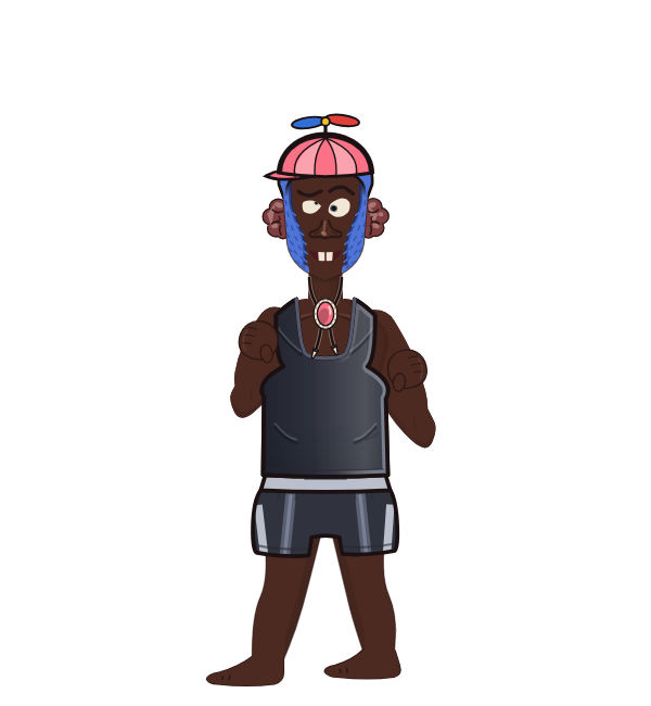 CANCER METASTATICO, blue corner portrait. Landed 33 of 73 punches. Hat: Propeller cap; Shirt: Tank.
