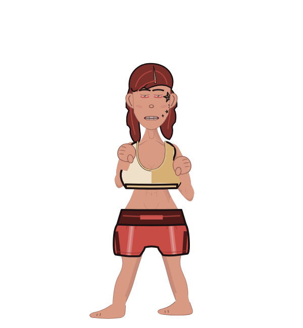 B Nasty, blue corner portrait. Landed 36 of 53 punches. Shirt: Sports bra.
