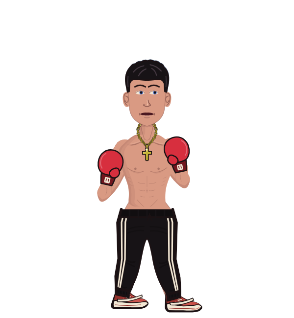 RascalMeatball, red corner portrait. Landed 68 of 123 punches. Hands: Classic.