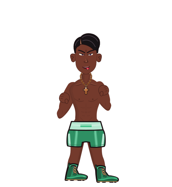 Hadrian Kossa, red corner portrait. Landed 65 of 77 punches.