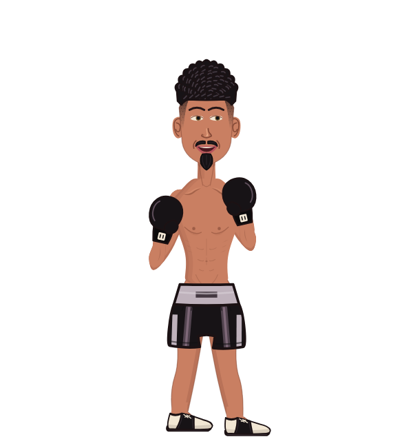 Allam, red corner portrait. Landed 50 of 66 punches. Hands: Classic.