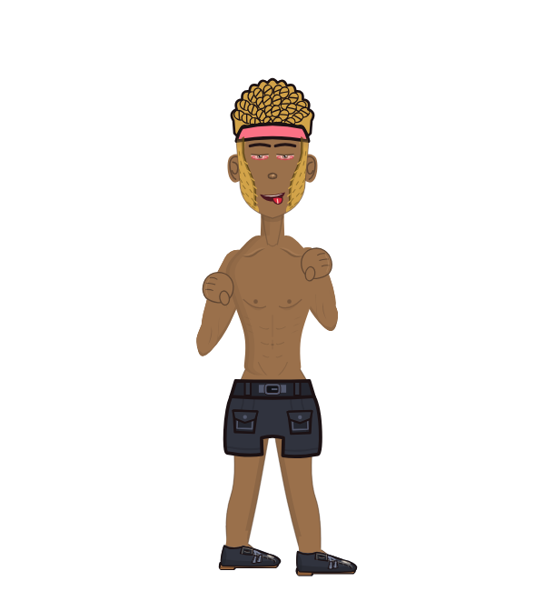 Mannypacman, red corner portrait. Landed 32 of 66 punches. Hat: Headband.