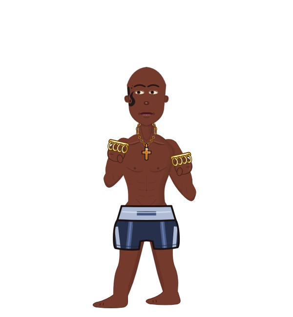 Fat Boy, blue corner portrait. Landed 19 of 48 punches. Hands: Brass.
