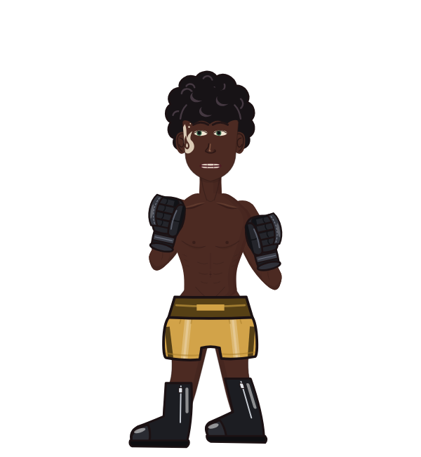Onepunch Mike, blue corner portrait. Landed 109 of 170 punches. Hands: Police gloves.