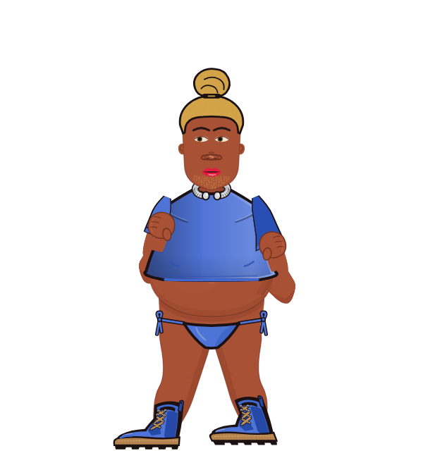 Guest Boxer, blue corner portrait. Landed 43 of 63 punches. Shirt: Crop top.