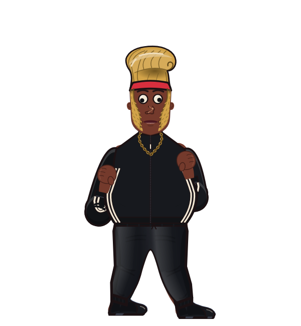 RowdyCobra, red corner portrait. Landed 6 of 7 punches. Hat: Headband; Shirt: Track jacket.