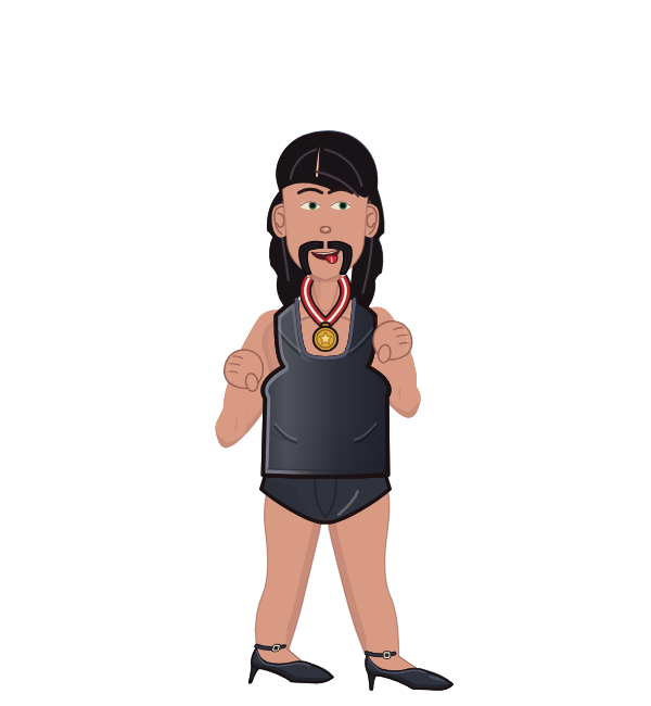 FluffyWrestler, red corner portrait. Landed 69 of 89 punches. Shirt: Tank.