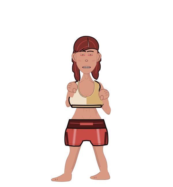 B Nasty, blue corner portrait. Landed 31 of 60 punches. Shirt: Sports bra.