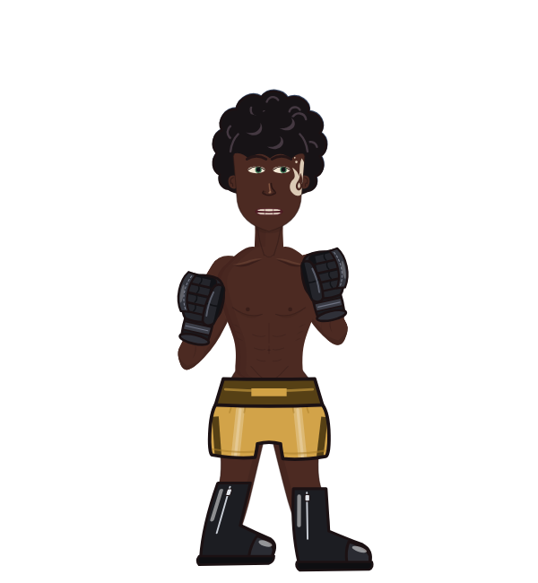 Onepunch Mike, red corner portrait. Landed 84 of 121 punches. Hands: Police gloves.