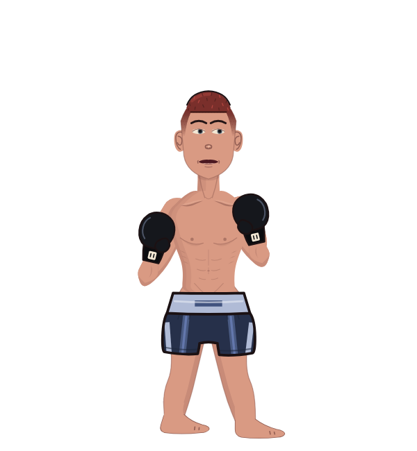 Callme crazy, red corner portrait. Landed 26 of 36 punches. Hands: Classic.