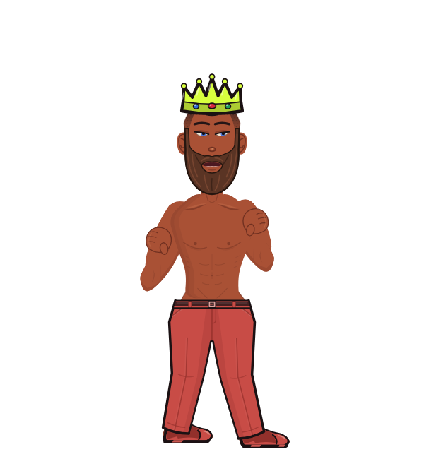 goated boxer, red corner portrait. Landed 33 of 55 punches. Hat: Crown.