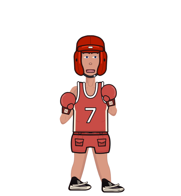 THECAT, red corner portrait. Landed 36 of 60 punches. Hat: Headgear; Shirt: Jersey; Hands: Classic.