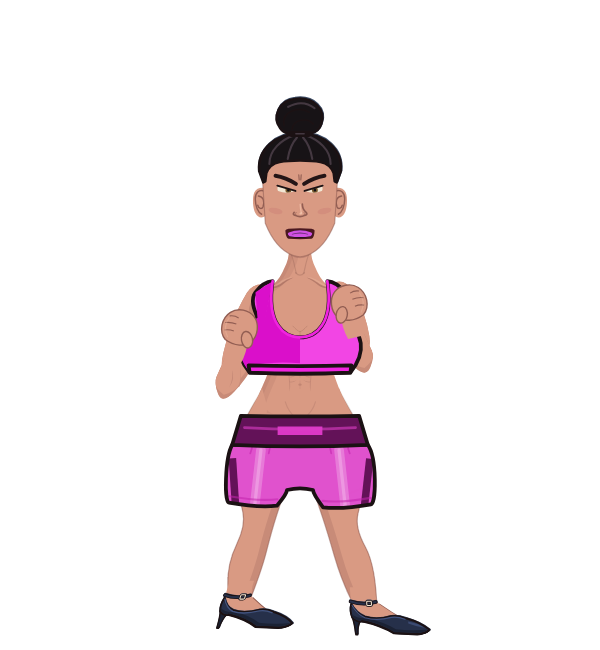 Kim Kardashian, red corner portrait. Landed 53 of 69 punches. Shirt: Sports bra.