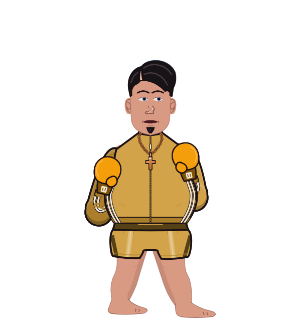 WobblyWhisk, red corner portrait. Landed 56 of 72 punches. Shirt: Track jacket; Hands: Classic.