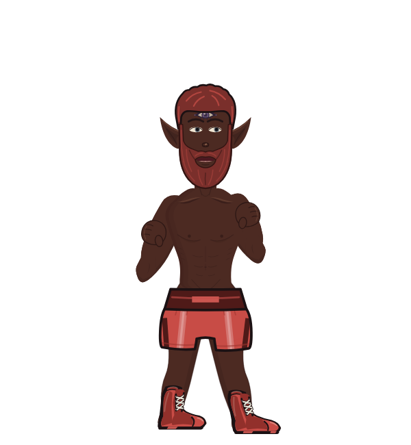 ironclad, red corner portrait. Landed 39 of 57 punches.