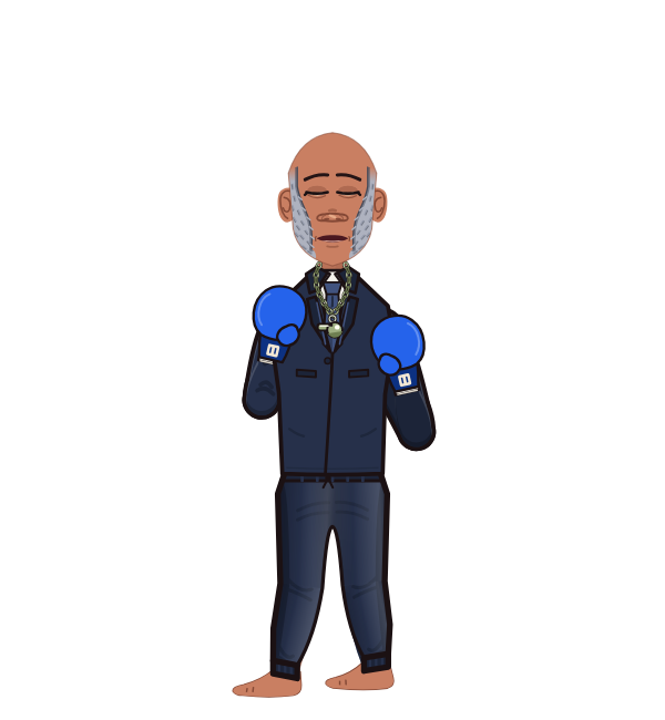 SneakyBandit, blue corner portrait. Landed 63 of 134 punches. Shirt: Formal; Hands: Classic.
