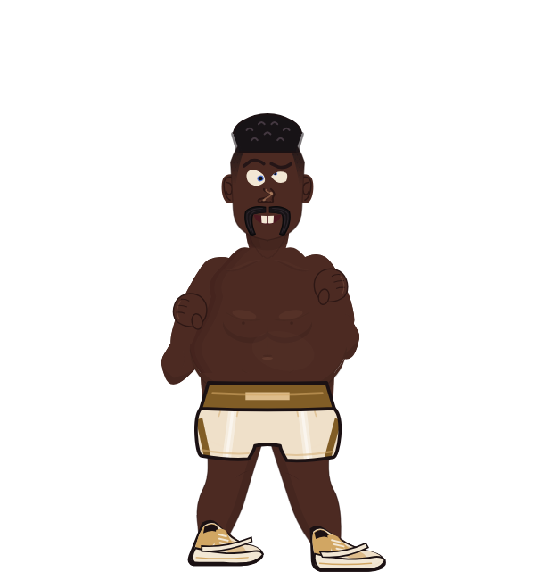 BouncyDumpling, red corner portrait. Landed 61 of 71 punches.