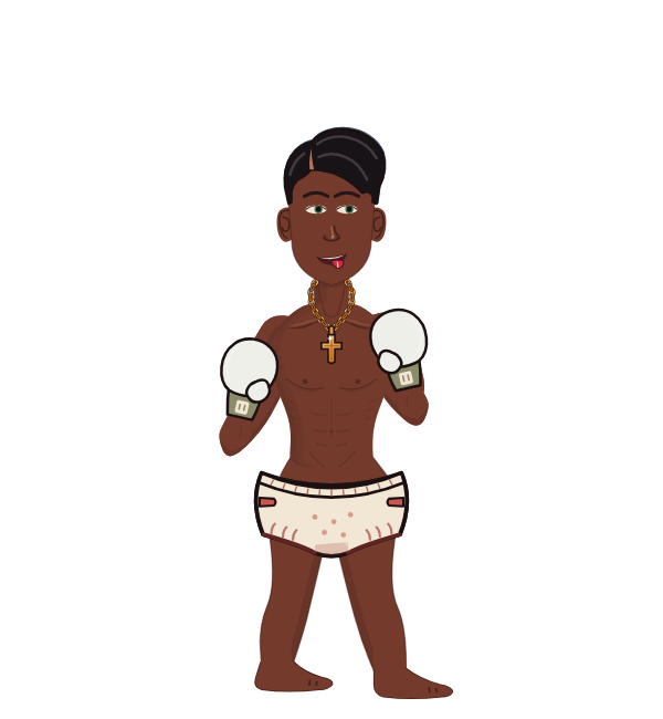 Fuzzyboi, red corner portrait. Landed 44 of 58 punches. Hands: Classic.