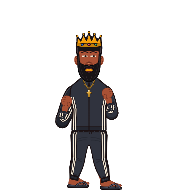 Jabbawokiss, red corner portrait. Landed 19 of 27 punches. Hat: Crown; Shirt: Track jacket.