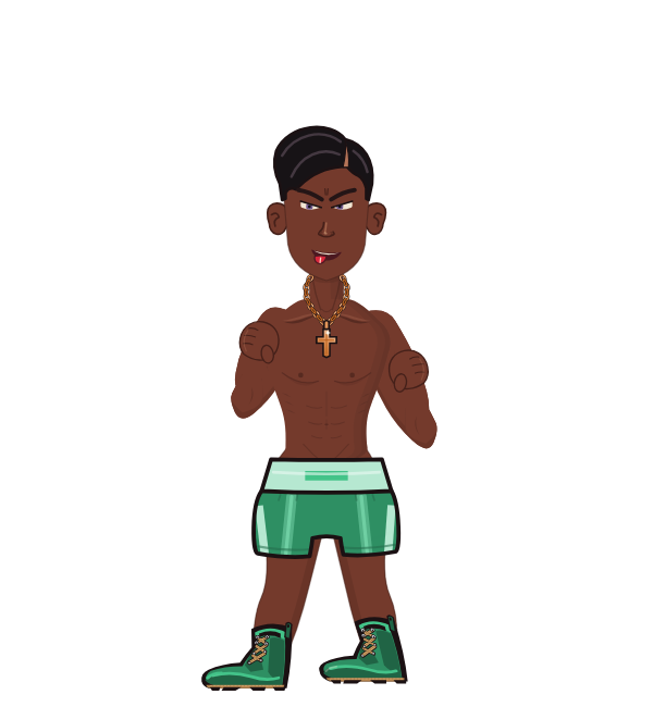 Hadrian Kossa, blue corner portrait. Landed 52 of 78 punches.