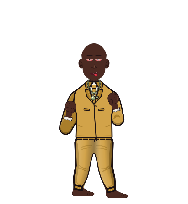 wapowman, red corner portrait. Landed 48 of 72 punches. Shirt: Suit jacket.