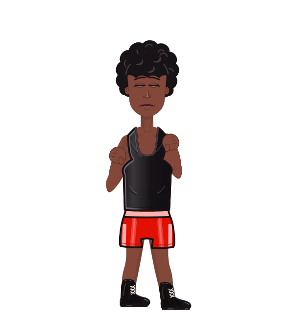Kingston Robinson, red corner portrait. Landed 61 of 82 punches. Shirt: Tank.