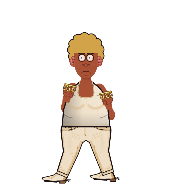 RascalHamster, blue corner portrait. Landed 42 of 69 punches. Shirt: Tank; Hands: Brass.