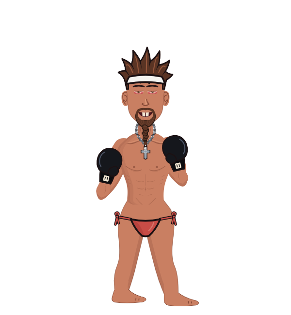 ezeniga, red corner portrait. Landed 53 of 94 punches. Hat: Headband; Hands: Classic.