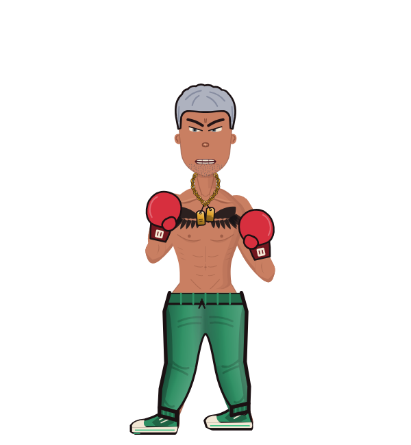 ESEM, blue corner portrait. Landed 52 of 92 punches. Hands: Classic.