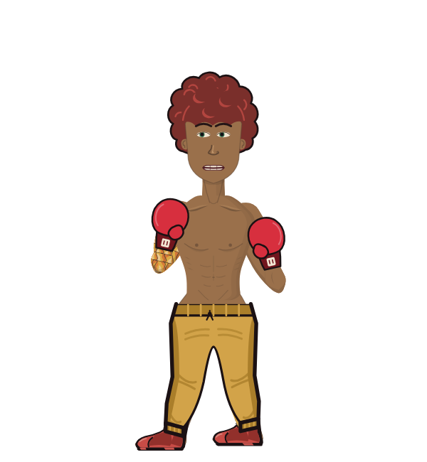 Onepunch Mike, blue corner portrait. Landed 95 of 173 punches. Hands: Classic.