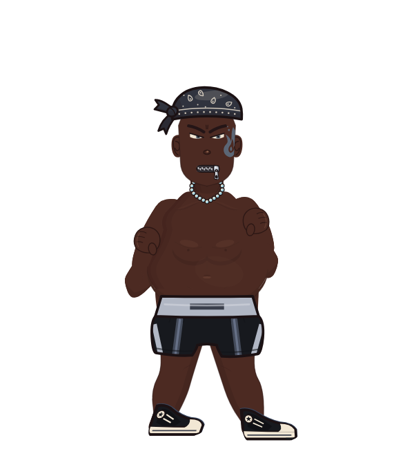 SwaggyP, red corner portrait. Landed 46 of 63 punches. Hat: Bandana.