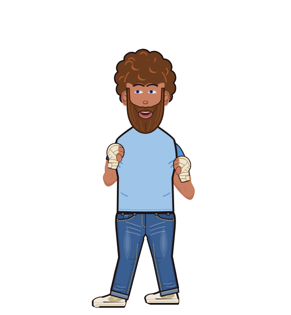 Bob Toss, blue corner portrait. Landed 20 of 34 punches. Shirt: T-shirt; Hands: Wrapped.