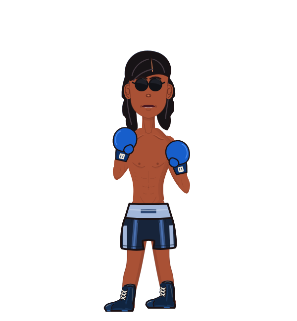 ChinDiesel, blue corner portrait. Landed 37 of 48 punches. Hands: Classic.
