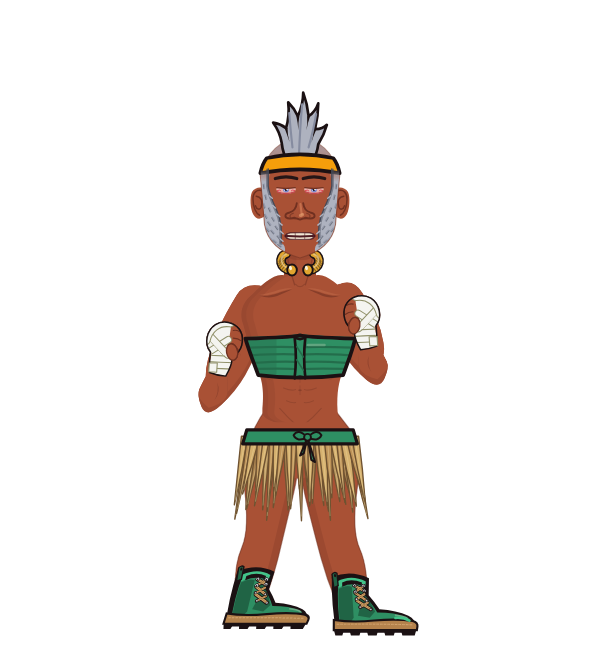 tame Boxer, red corner portrait. Landed 19 of 33 punches. Hat: Headband; Shirt: Tube top; Hands: Wrapped.