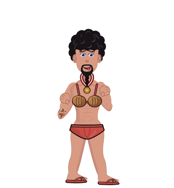 ISRAELDEPEDRO, red corner portrait. Landed 18 of 32 punches. Shirt: Coconut bra.