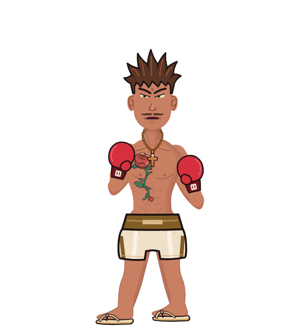 AwkwardKettle, blue corner portrait. Landed 38 of 78 punches. Hands: Classic.