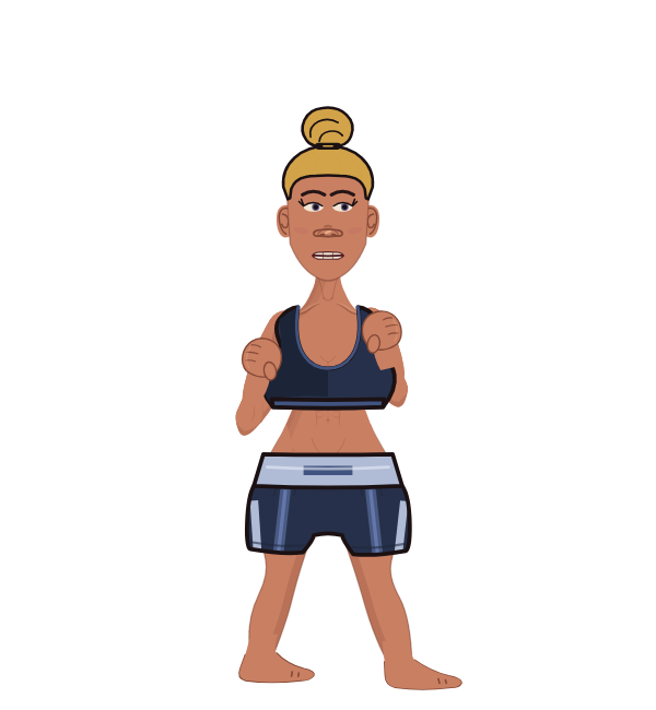 Sara Silver, red corner portrait. Landed 88 of 114 punches. Shirt: Sports bra.